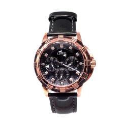 Reloj Lotus hombre acero inoxidable rosado tres esferas visualización día fecha