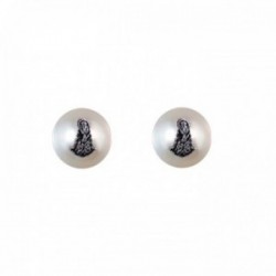 Pendientes plata Ley 925m mujer perla 8 mm. Virgen del Rocío centro