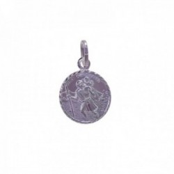 San Cristóbal medalla plata Ley 925m unisex 12 mm. detalle bisel