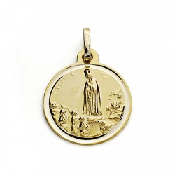 Medalla oro 18k Virgen de Fátima 16mm. bisel [7558]