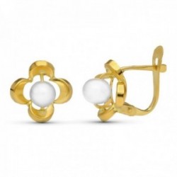 Pendientes oro 18k niña Primera Comunión 10 mm. perla centro