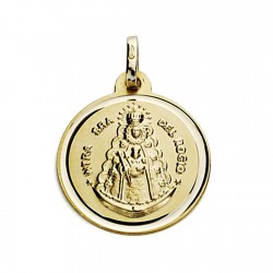 Medalla oro 18k Virgen del Rocío 18mm. bisel [7571]