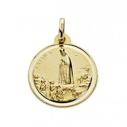 Medalla oro 18k Virgen de Fátima 18mm. bisel [7578]