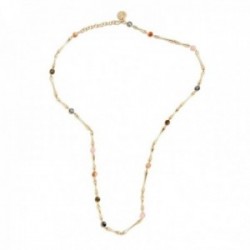 Collar Pertegaz colección BONES mujer 84 cm. metal dorado piedras naturales colores mosquetón