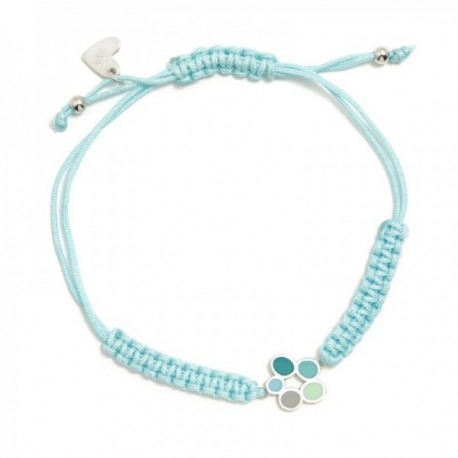Agatha Ruiz de la Prada pulsera plata Ley 925m colección JOY adaptable cordón azul flor esmaltada