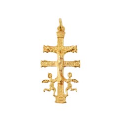 Caravaca Cruz Colgante Plata Ley 925m unisex 38 mm. chapado oro trasera detalles