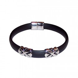 Pulsera acero inoxidable caucho especial calidad negro [1025]