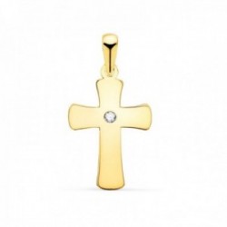 Cruz Oro 18k unisex 20 mm. circonita centro lisa brillo plana