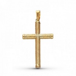 Cruz Colgante Oro 9k unisex 32 mm. diamantada rugosa