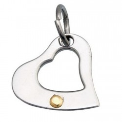Colgante acero y detalle oro 18k corazón liso