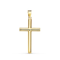 Colgante cruz oro 18k palo liso 25mm. redondo tubo unisex