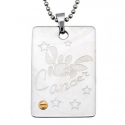 Colgante acero y oro 18k horóscopo zodíaco Cáncer 35mm. láser