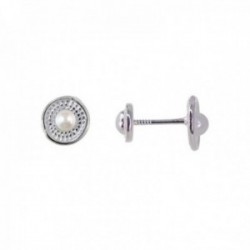 Pendientes Plata Ley 925m niña círculo 7 mm. perla