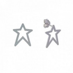 Estrella irregular Pendientes Plata Ley 925m calados 16 mm.