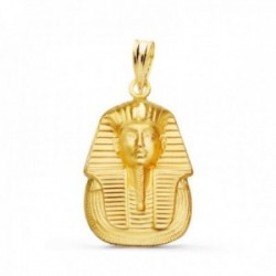 Faraón Egipcio Tutankamón Colgante Oro 18k relieve matizado 20 mm.