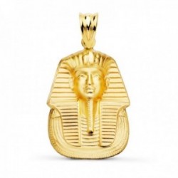 Faraón Egipcio Tutankamón Colgante Oro 18k relieve matizado 24 mm.