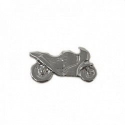 Pin metálico moto carreras 21 mm. plateado liso