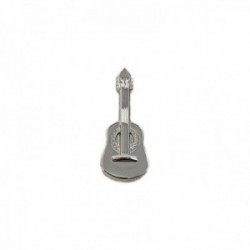 Pin metálico guitarra 27 mm. plateado detalles relieve
