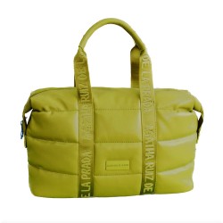 Agatha Ruiz de la Prada Bolso Bowling PU piel vegana verde lima cremallera nube azul