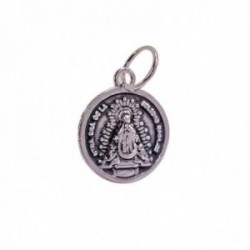 Virgen de la Soledad Medalla Plata Ley 925m unisex 14 mm. oxidada imagen relieve