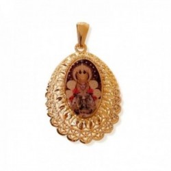 Virgen del Rocío Colgante Medalla Plata Ley 925m chapada oro unisex 30 mm. imagen color centro