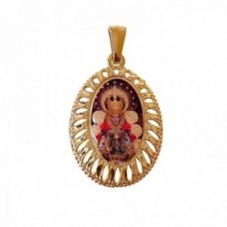 Virgen del Rocío Colgante Medalla Plata Ley 925m chapada oro unisex 25 mm. imagen color centro