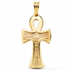Cruz de la Vida Egipcia Colgante Amuleto Oro 18k unisex 35 mm. borde liso brillo