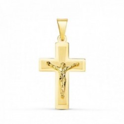 Cruz Cristo Colgante Oro 18k unisex 25 mm. lisa