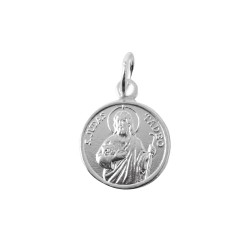 San Judas Tadeo Medalla Plata Ley 925m unisex 14 mm. bisel liso