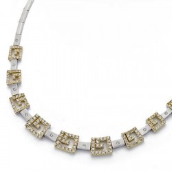 Gargantilla oro 18k bicolor greca circonita 45cm. [AA0018]