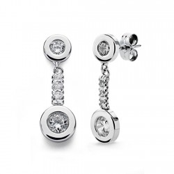 Pendientes oro blanco 18k circonitas 21mm. [AA0341]