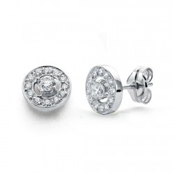 Pendientes oro 18k blanco circonitas 8mm. [AA0513]