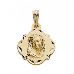 Medalla oro 18k Virgen Niña 19mm. [AA0606]