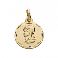 Medalla oro 9k Virgen Niña 16mm. [AA0838]