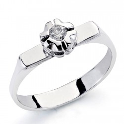 Solitario oro blanco 18k 1 diamante brillante 0,1ct [7323]
