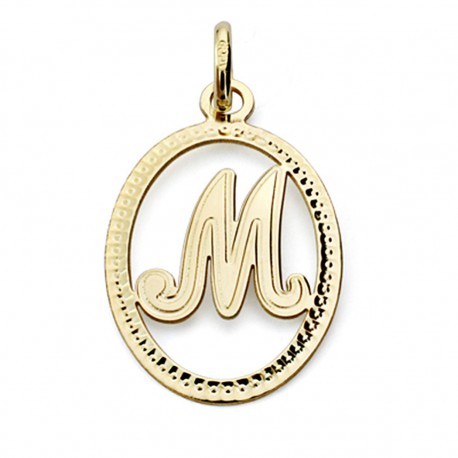 Colgante oro 18k inicial letra M 21mm. [7466]
