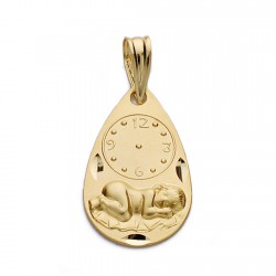Medalla oro 18k niño reloj 19mm. forma lágrima detalles tallados