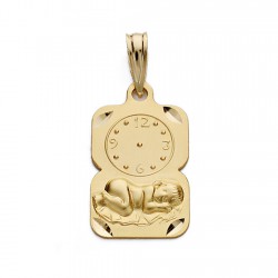 Medalla oro 18k niño reloj 19mm. rectangular detalle laterales tallado