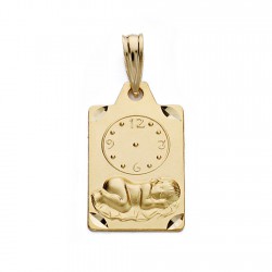 Medalla oro 18k niño reloj 19mm. rectangular esquinas redondeadas detalles tallados