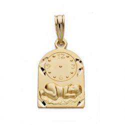 Medalla oro 18k niño reloj 18mm. detalles tallados