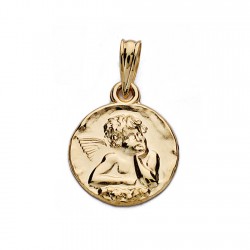 Medalla oro 9k angelito burlón 14mm. [AA0788]