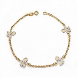 Pulsera oro 18k bicolor 19.5cm. niños [AA1708]