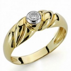 Sortija oro 18k diamante brillante 0.10ct galloneado [AA1779]