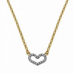 Colgante oro 18k bicolor corazón con cadena 45cm. [AA1839]