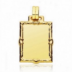 Colgante oro 18k chapa rectangular 30mm. borde detalle