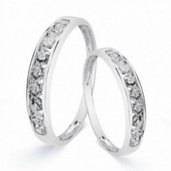Alianza oro blanco 18k carril circonitas 3.5mm [AA1878]