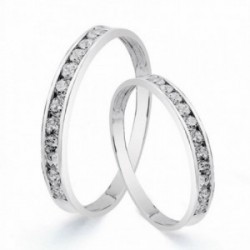 Alianza oro blanco 18k carril circonitas 2.5mm [AA1880]