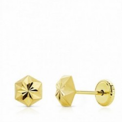 Pendientes oro 18k estrella tallados 5mm. niña cierre tuerca