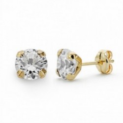Pendientes oro 18k garra 7mm. circonitas cierre presión [AA2095]