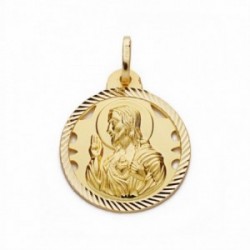 Medalla oro 18k Corazón de Jesús 20mm. calada cerco tallado hélice